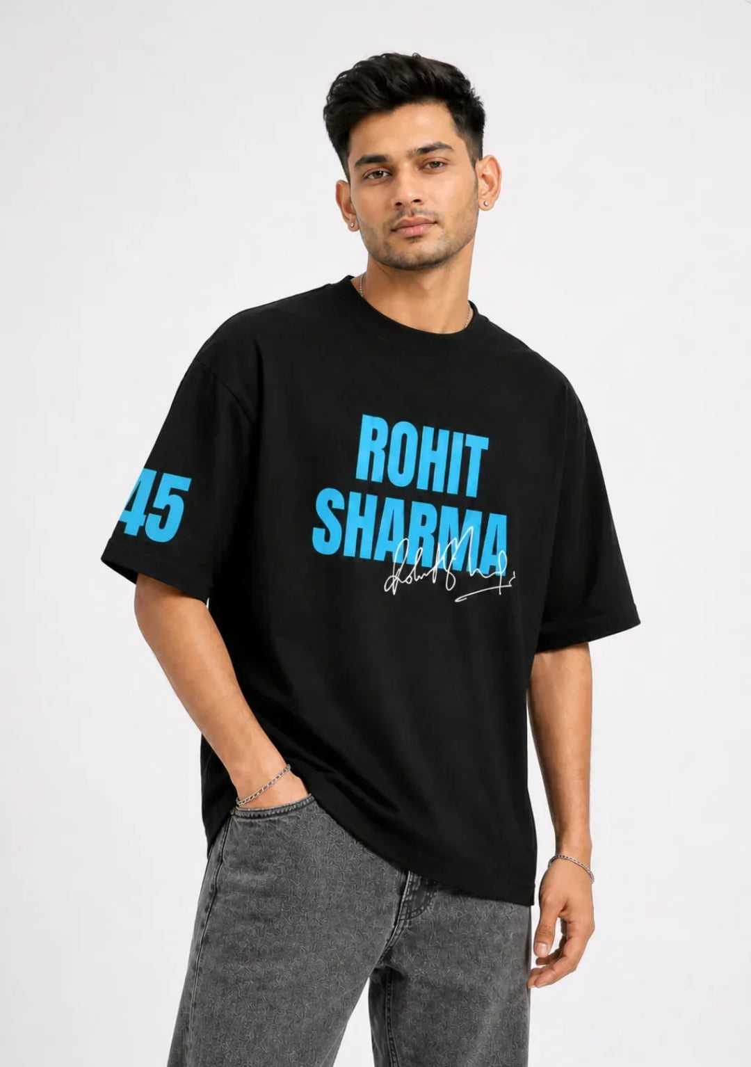 Rohit Sharma Forever Captain Oversized T-Shirt – Black