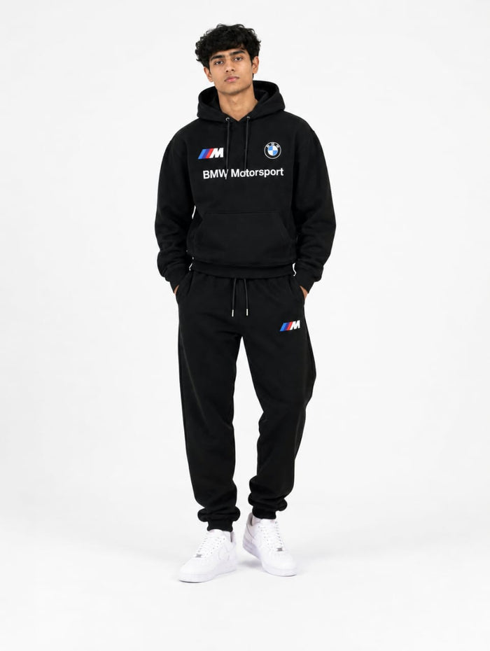 Premium Black BMW Motorsport Hoodie & Jogger Co-Ord Set