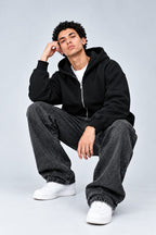 Premium Black Oversized Zip-Up Hoodie