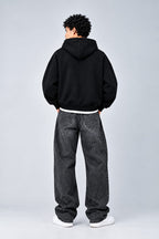 Premium Black Oversized Zip-Up Hoodie