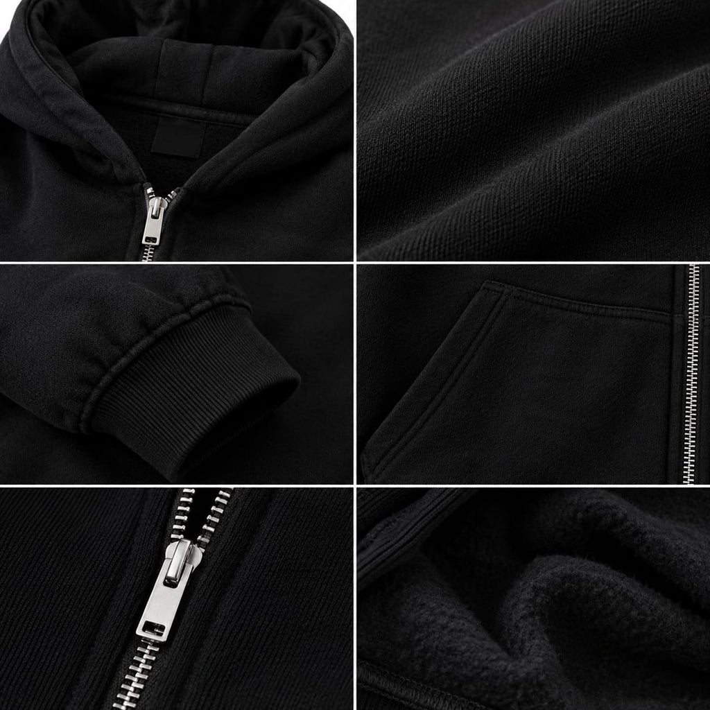 Premium Black Oversized Zip-Up Hoodie