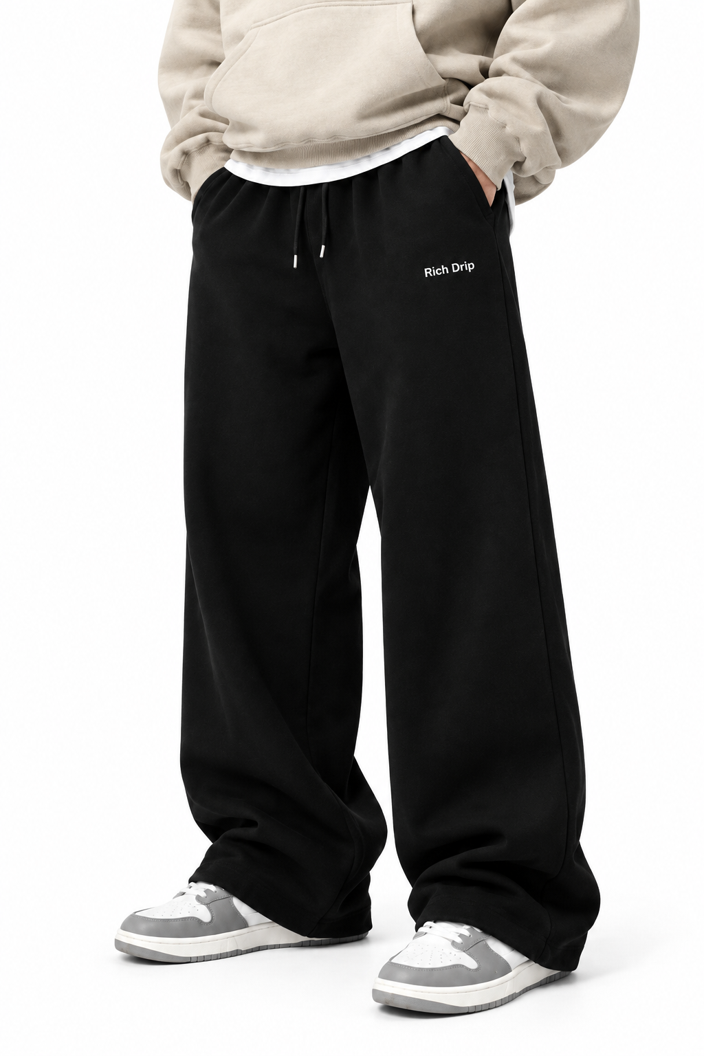Rich Drip Premium Black Oversized Baggy Joggers