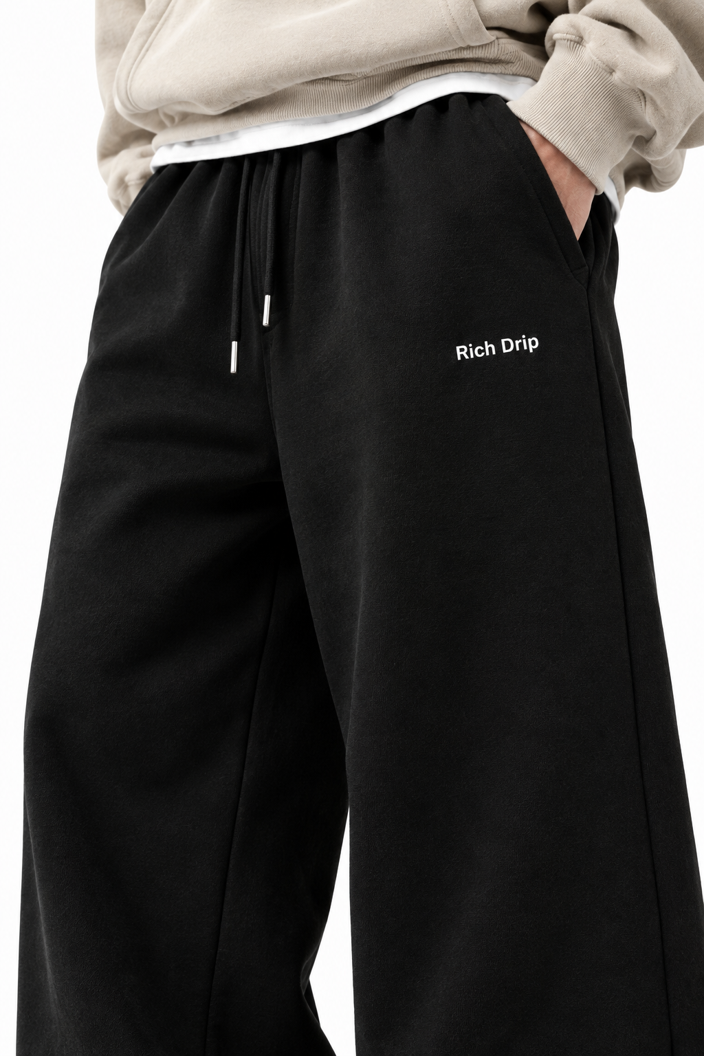 Rich Drip Premium Black Oversized Baggy Joggers