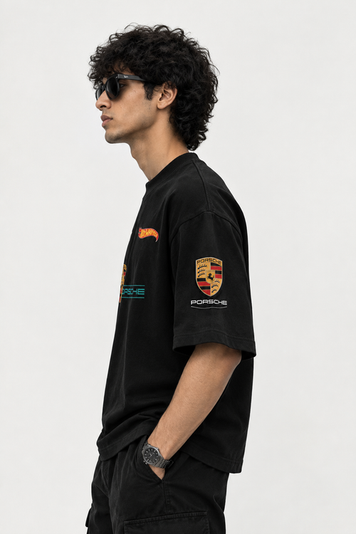 Black Porsche Racing Oversized T-Shirt