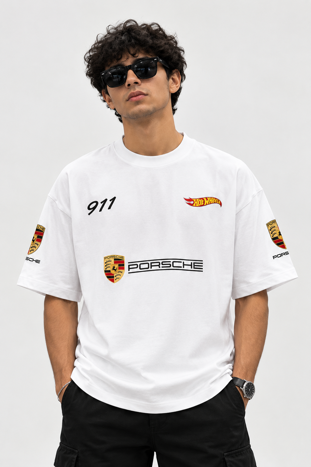 Combo Offer – Porsche 911 Black & White Oversized T-Shirt Set