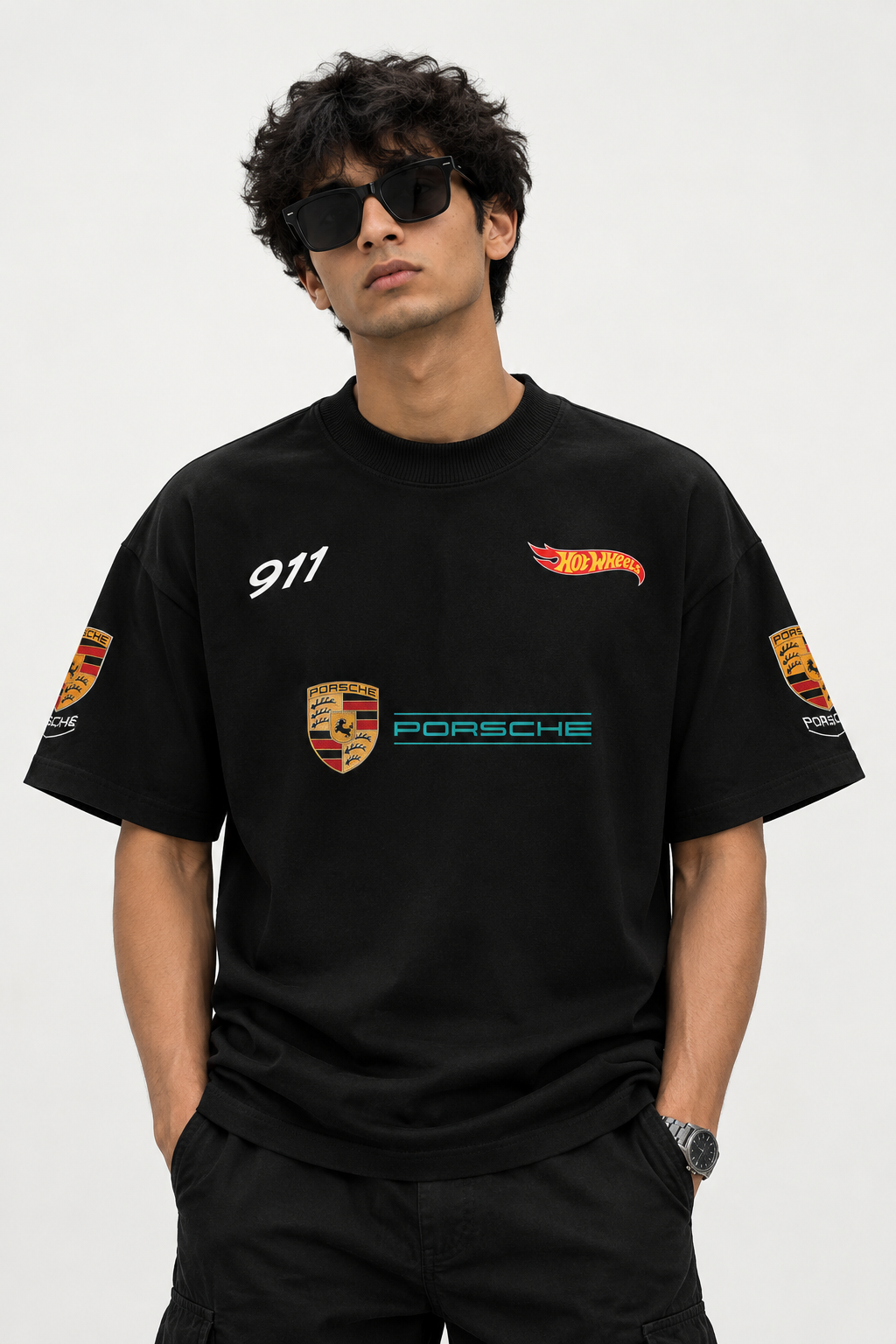 Black Porsche Racing Oversized T-Shirt