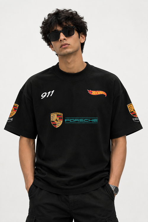 Combo Offer – Porsche 911 Black & White Oversized T-Shirt Set