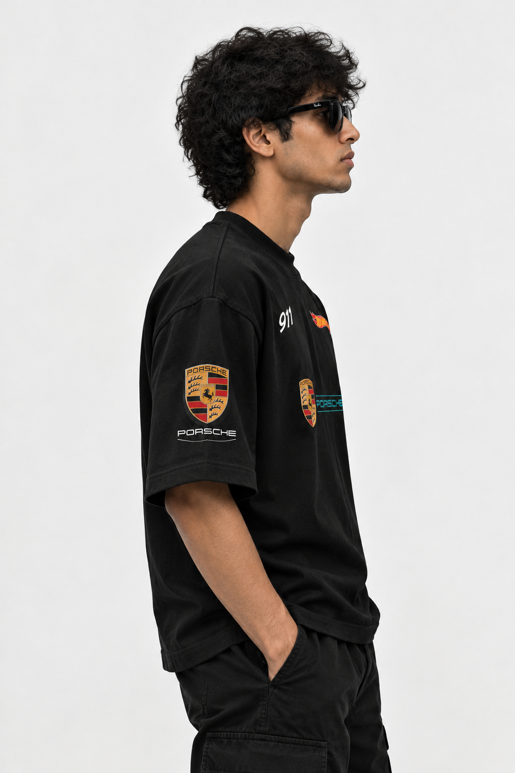 Black Porsche Racing Oversized T-Shirt