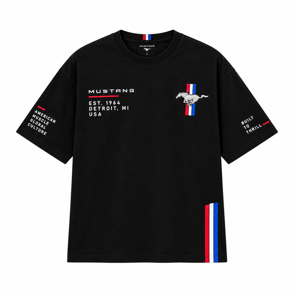 Mustang Racing Oversized T-Shirt – Black